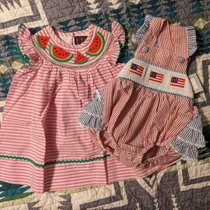 Lil Cactus Summer Smocked Outfits for Baby Girl Size 3-6 mos